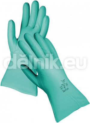 GREBE GREEN nitrilové pracovní rukavice 33 cm - zelené