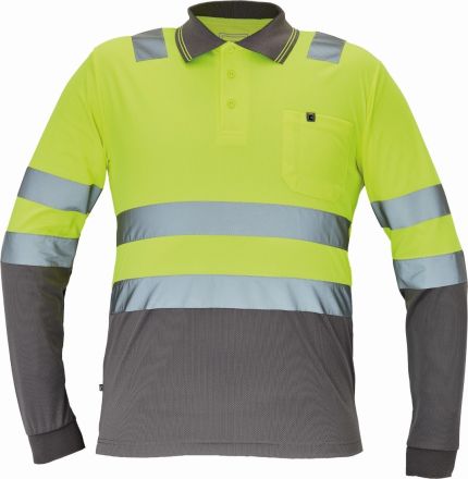 LEON HI-VIS polokošile s dlouhým rukávem žlutá/šedá