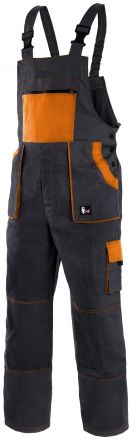 CXS LUXY ROBIN monterkové kalhoty s laclem - černo-oranžové