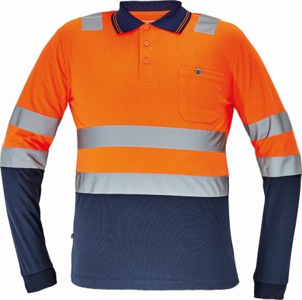 LEON HI-VIS polokošile s dlouhým rukávem oranžová/tmavě modrá