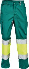 BILBAO HI-VIS kalhoty zelená/žlutá