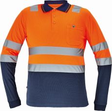 LEON HI-VIS polokošile s dlouhým rukávem oranžová/tmavě modrá