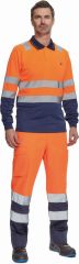 LEON HI-VIS polokošile s dlouhým rukávem oranžová/tmavě modrá