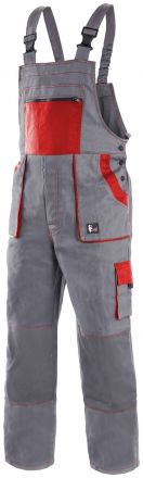 CXS LUXY ROBIN monterkové kalhoty s laclem - šedo-červené