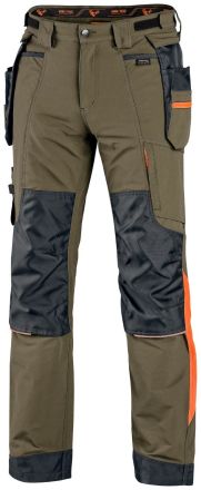 NAOS kalhoty pánské zeleno-zelené, HV oranžové doplňky