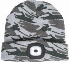 DEEL zimní čepice s LED lampou šedá camouflage