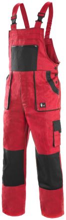 CXS LUXY ROBIN monterkové kalhoty s laclem - červeno-černé