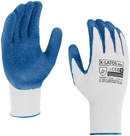 X-LATOS MODRÉ rukavice potažené latexem