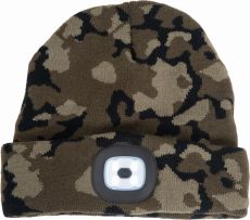 DEEL zimní čepice s LED lampou camouflage