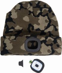 DEEL zimní čepice s LED lampou camouflage