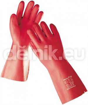 STANDARD Pracovní rukavice 35cm PVC - červené