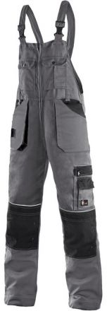 ORION KRYŠTOF Montérkové kalhoty s laclem a náprsenkou - šedo-černé