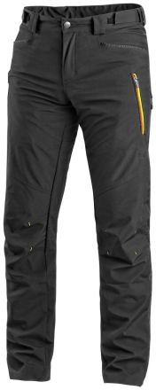 AKRON kalhoty softshellové černé s HV doplňky