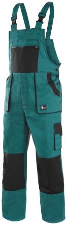 CXS LUXY ROBIN prodloužené monterkové kalhoty s laclem - zeleno-černé