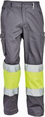 BILBAO HI-VIS kalhoty šedá/žlutá