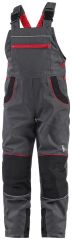 PHOENIX Casper dětské kalhoty s laclem šedo/červené